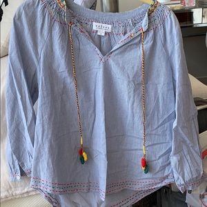 Blue striped coverup top